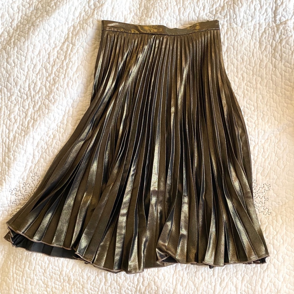 Topshop *like new* Metallic Pleated Midi Skirt